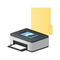 Volumetric printer with folder icon for personal computer or system unit vector