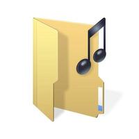 File computer folder with music note icon isolated on white background vector