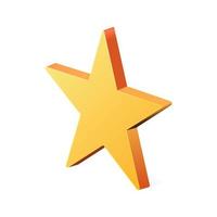 Volumetric gold star icon isolated on white background vector