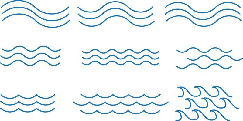 Wave icon set by line