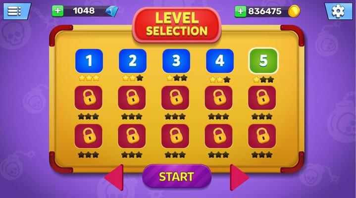 Game UI menu popups with buttons and game assets