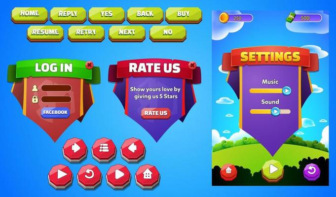 Medieval RPG Simulation Game UI With buttons