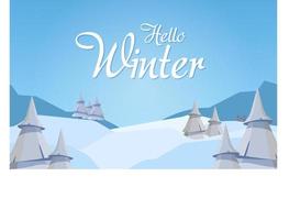 Plantilla de publicación de banners de venta de invierno con fondo nevado vector