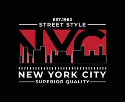 diseño de camiseta de vector de ilustración de edificio de tipografía de la ciudad de nueva york