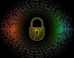 Closed Padlock on digital background, cyber security vector
