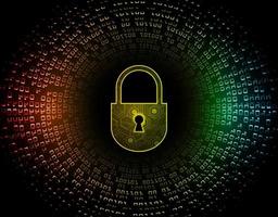 Closed Padlock on digital background, cyber security vector