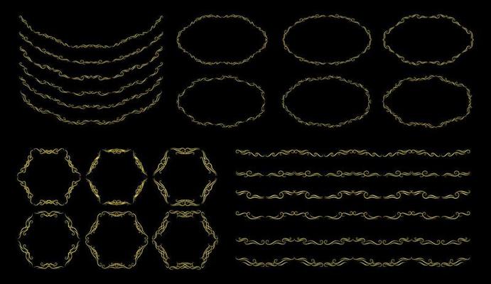 Borders Elements Set Collection, floral Swirl ornament Vector
