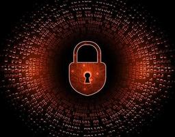 Candado cerrado sobre fondo digital, seguridad cibernética vector