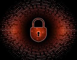 Closed Padlock on digital background, cyber security vector