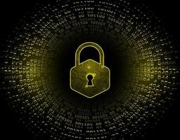 Closed Padlock on digital background, cyber security vector