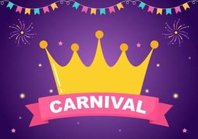 Happy Carnival Celebration Background Vector Illustration. People festival With Colorful Party, Confetti, Dance, Music and bright Costumes for Poster