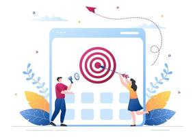 Startup Target of Business Development Process, Innovation Product, Launch, Shoot Arrows and Goal Achievement in Flat Vector Illustration