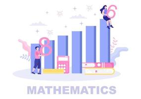 aprendizaje de las matemáticas de la educación y el conocimiento ilustración vectorial de dibujos animados de fondo. ciencia, tecnología, ingeniería, fórmula o matemáticas básicas vector