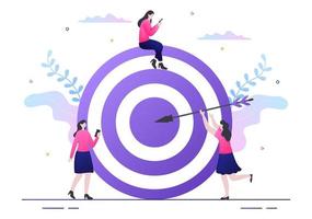 Startup Target of Business Development Process, Innovation Product, Launch, Shoot Arrows and Goal Achievement in Flat Vector Illustration