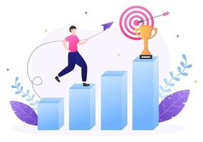 Startup Target of Business Development Process, Innovation Product, Launch, Shoot Arrows and Goal Achievement in Flat Vector Illustration