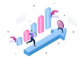 Startup Target of Business Development Process, Innovation Product, Launch, Shoot Arrows and Goal Achievement in Flat Vector Illustration