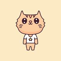 Kawaii cat cartoon character. Perfect for Nursery kids, greeting card, baby shower girl, fabric design. vector