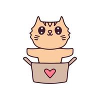 Dibujos animados de gato kawaii en cajas. perfecto para niños de guardería, tarjetas de felicitación, baby shower, diseño de tela. vector