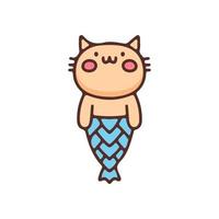 Mascot cartoon cat mermaid. illustration for t shirt, poster, logo, sticker, or apparel merchandise. vector