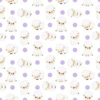 Cute sheep seamless pattern vector