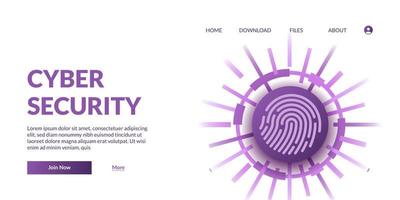 3d fingerprint digital data privacy cyber security biometric anti theft 3d concept landing page vector