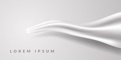 drapery silk white textile elegant fabric element, wave curve detail for banner background template vector