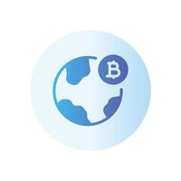 bitcoin world gradient icon vector