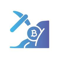 mining bitcoin gradient icon vector