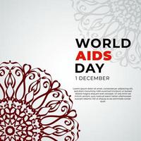 1 December world aids day banner or card template and background with mandala vector