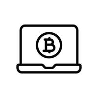 laptop bitcoin line icon vector