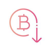 bitcoin down gradient icon vector