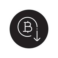 bitcoin down glyph icon vector