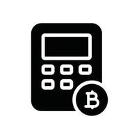bitcoin calculate glyph icon vector
