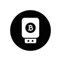 bitcoin usb glyph icon vector