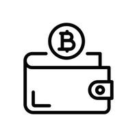 icono de línea de billetera bitcoin vector