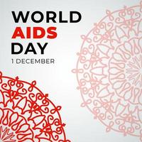 1 December world aids day banner or card template and background with mandala vector