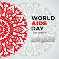 1 December world aids day banner or card template and background with mandala vector