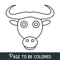 Funny Buffalo Face to be colored, the coloring book for preschool kids with easy educational gaming level, medium. vector