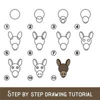 Kid game to develop drawing skill with easy gaming level for preschool kids, drawing educational tutorial for Donkey Face. vector