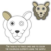 Color Lamb Face. Restore dashed lines. Color the picture elements. Page to be color fragments. vector