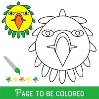 Funny Bird Face to be colored, the coloring book for preschool kids with easy educational gaming level. vector