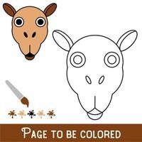 Cara de camello divertida para colorear, el libro para colorear para niños en edad preescolar con un nivel de juego educativo fácil. vector