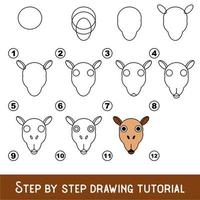 Kid game to develop drawing skill with easy gaming level for preschool kids, drawing educational tutorial for Camel Face. vector