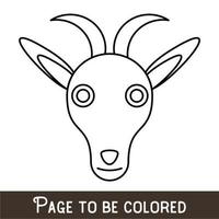 Funny Goat Face to be colored, the coloring book for preschool kids with easy educational gaming level, medium. vector