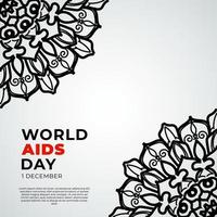 1 December world aids day banner or card template and background with mandala vector