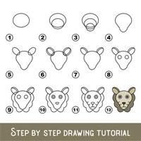 Kid game to develop drawing skill with easy gaming level for preschool kids, drawing educational tutorial for Lamb Face. vector