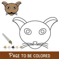 cara de gato divertida para colorear, el libro para colorear para niños en edad preescolar con un nivel de juego educativo fácil. vector