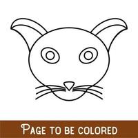 cara de gato divertida para colorear, el libro para colorear para niños en edad preescolar con un nivel de juego educativo fácil, medio. vector