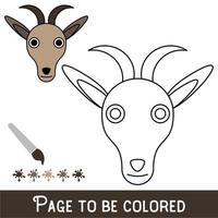 Cara de cabra divertida para colorear, el libro para colorear para niños en edad preescolar con un nivel de juego educativo fácil. vector