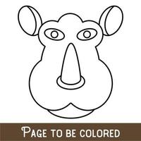 Funny Rhino Face to be colored, the coloring book for preschool kids with easy educational gaming level, medium. vector